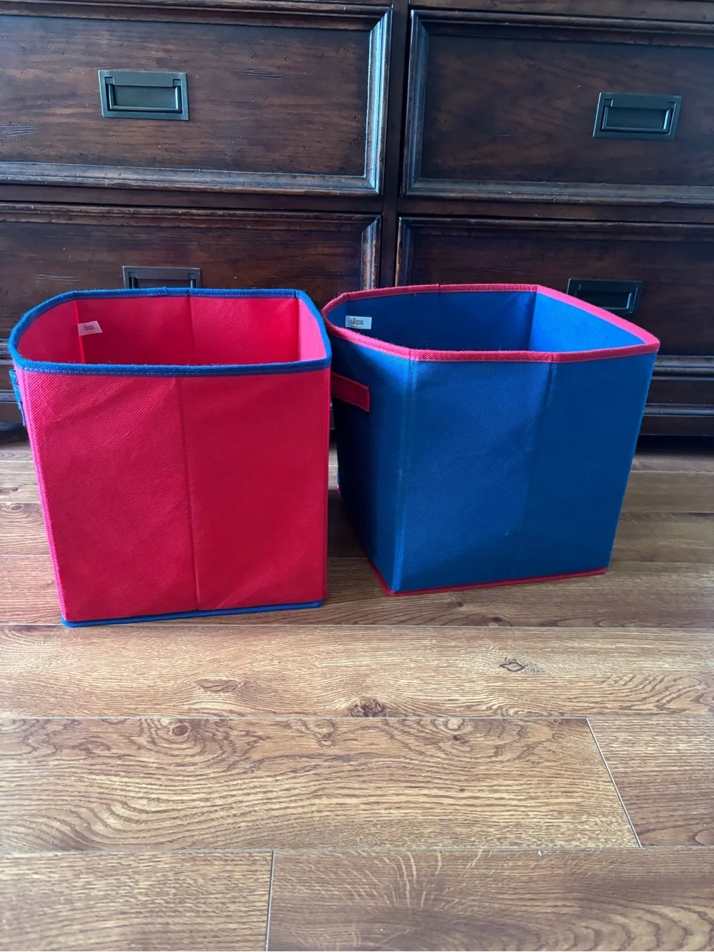 Collapsible Fabric Storage Cubes in Red and Blue (Set of 2)
